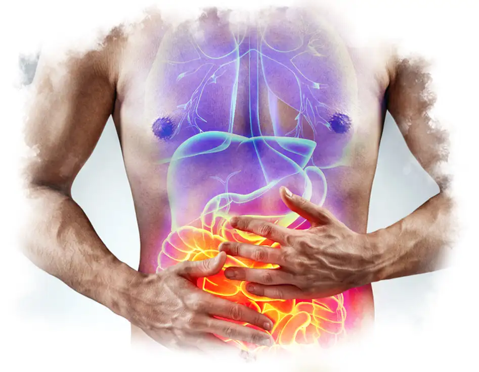 man holding his stomach in pain experience irritable bowel syndrome